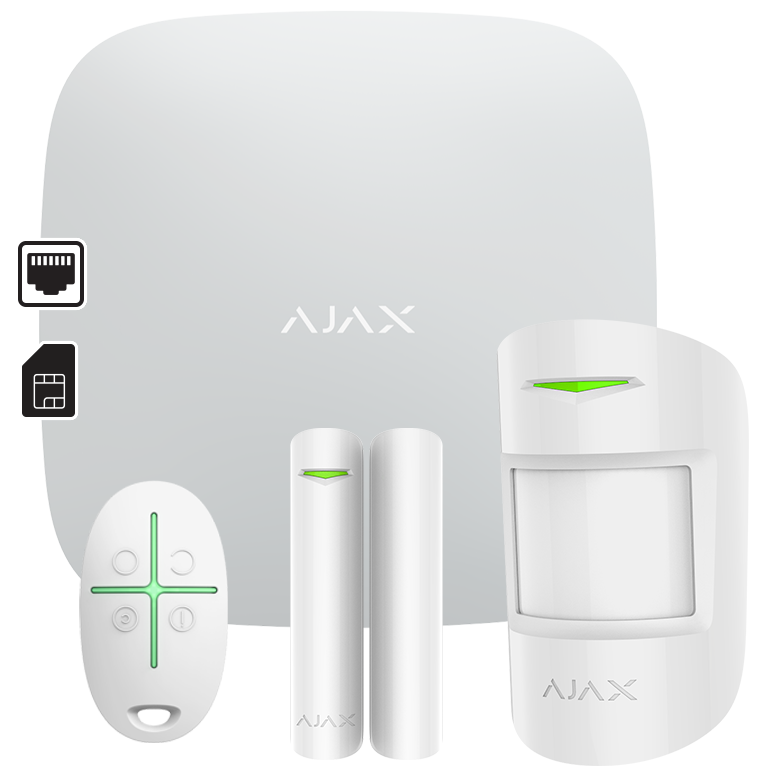 AJAX - STARTER KIT WHITE Σετ κεντρικής μονάδας IP & Sim, σε λευκό χρώμα.