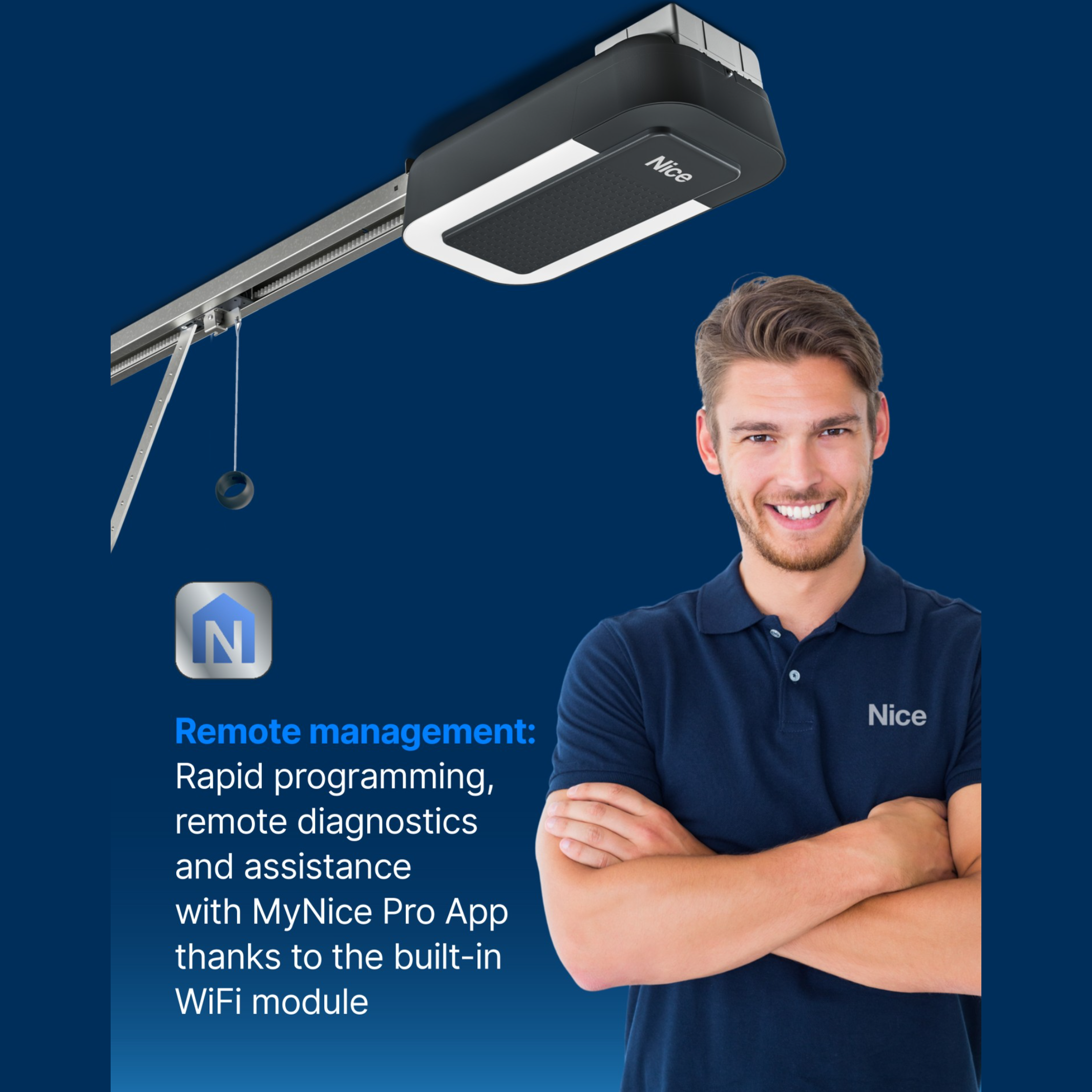 Nice SPIDER 1200 (WiFi Basic Kit Μονοκόμματος Ιμάντα) - Σετ BRUSHLESS μηχανισμός γκαραζόπορτας οροφής έως 19,5 m² για πολύ εντατική χρήση