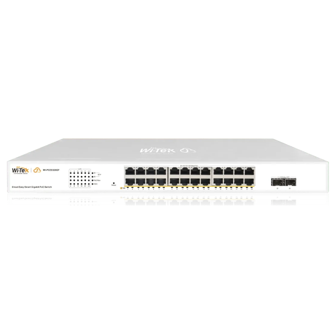 WI-TEK - WI-PCMS328GF V2 Cloud L2+ Managed PoE switch 24 θυρών 1000Mbps και 4 θύρες SFP. Τροφοδοσία 370W.