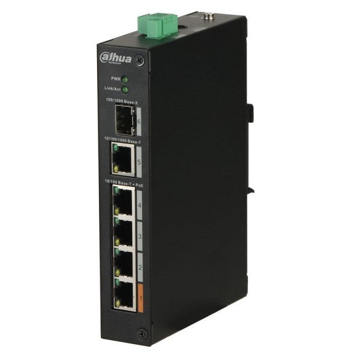 DAHUA - PFS3106-4ET-60-V2 Switch με 4 θύρες PoE, 1 θύρα uplink 1000Mbps και 1 θύρα SFP. (Unmanaged, Hardened)