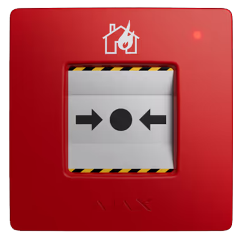 AJAX - MANUAL CALL POINT (RED) Ασύρματο μπουτόν επίτοιχης τοποθέτησης για χειροκίνητη αναγγελία συναγερμού φωτιάς, σε κόκκινο χρώμα.
