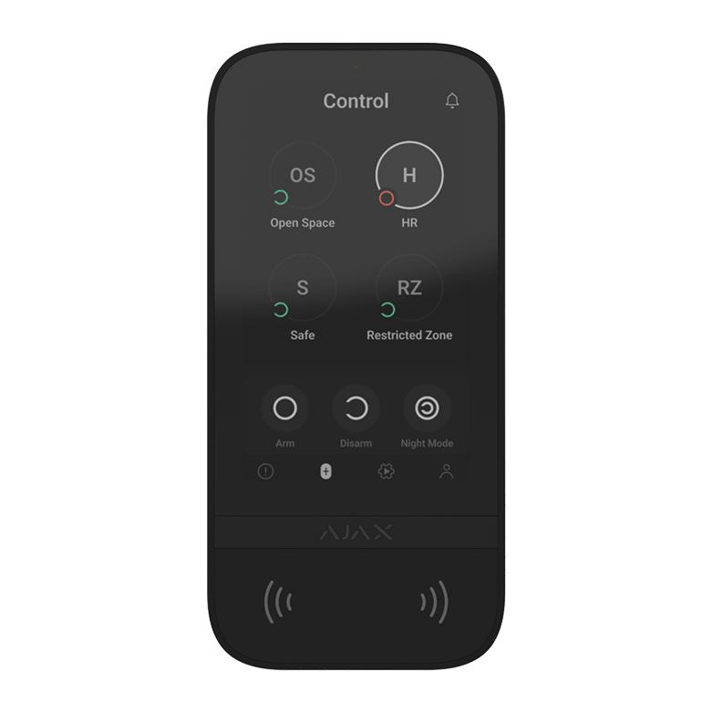 AJAX - KEYPAD TOUCHSCREEN BLACK Ασύρματο πληκτρολόγιο με οθόνη αφής 5'' (inch), σε μαύρο χρώμα.
