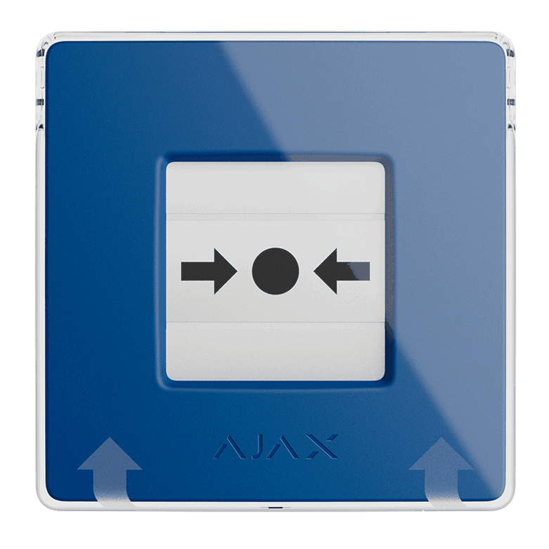 AJAX - MANUAL CALL POINT (BLUE) Ασύρματο μπουτόν επίτοιχης τοποθέτησης για χειροκίνητη αναγγελία συναγερμού και χρήση σεναρίων αυτοματισμού, σε μπλε χρώμα.