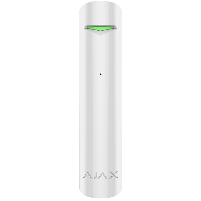 AJAX - GLASS PROTECT WHITE Ασύρματος ανιχνευτής θραύσης κρυστάλλων, σε λευκό χρώμα.