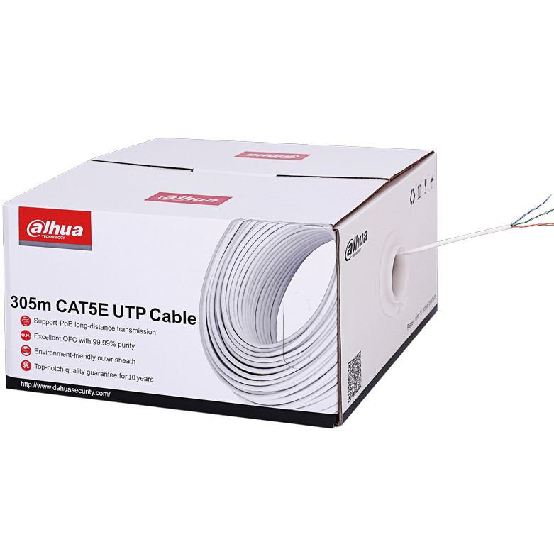 DAHUA - PFM920I-5EUN Καλώδιο UTP Cat 5E, 305 μέτρων, λευκού χρώματος. Χαλκός καθαρότητας 99.99%
