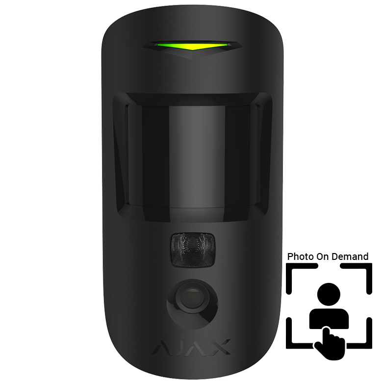 AJAX - MOTION CAM BLACK (PhOD) Ασύρματος ανιχνευτής κίνησης σε μαύρο χρώμα με ενσωματωμένη κάμερα για φωτογραφίες κατ' επιλογή.