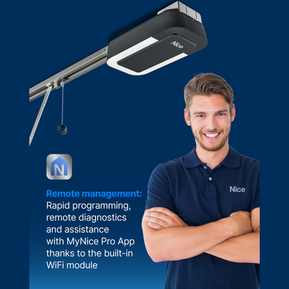 Nice SPIDER 800 (WiFi Basic Kit Σπαστός Ιμάντα) - Σετ μηχανισμός γκαραζόπορτας οροφής έως 12,6 m²
