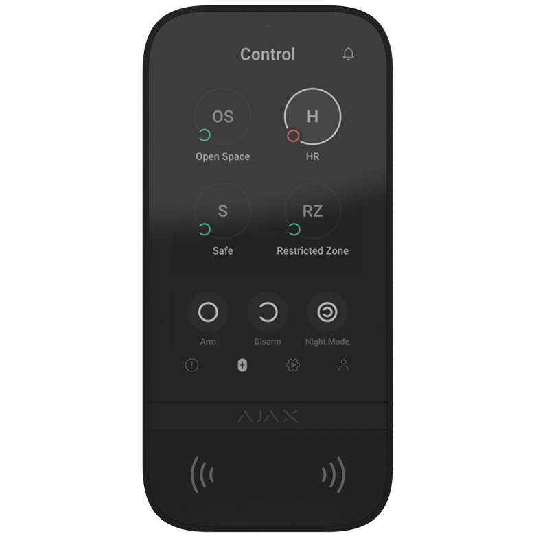AJAX - KEYPAD TOUCHSCREEN BLACK Ασύρματο πληκτρολόγιο με οθόνη αφής 5'' (inch), σε μαύρο χρώμα.