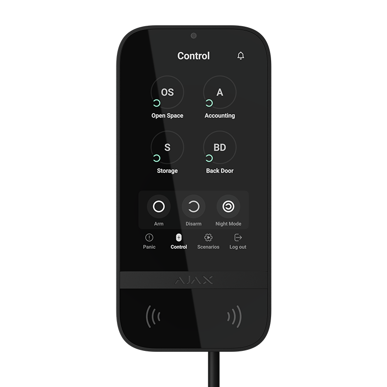 AJAX - KEYPAD TOUCHSCREEN BLACK FIBRA Ενσύρματο πληκτρολόγιο Fibra με οθόνη αφής 5'' (inch), σε μαύρο χρώμα.