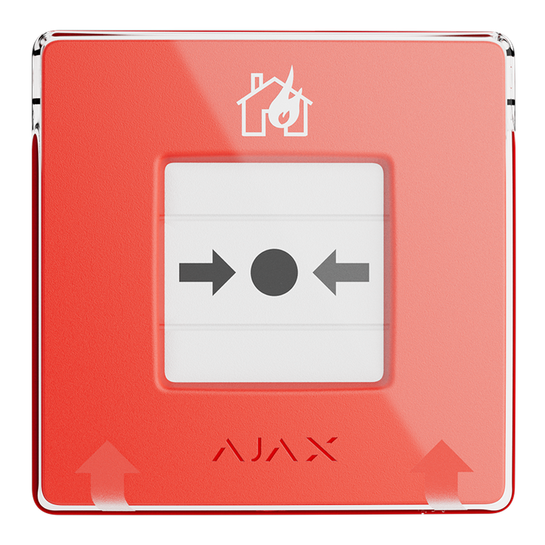 AJAX - MANUAL CALL POINT (RED) Ασύρματο μπουτόν επίτοιχης τοποθέτησης για χειροκίνητη αναγγελία συναγερμού φωτιάς, σε κόκκινο χρώμα.