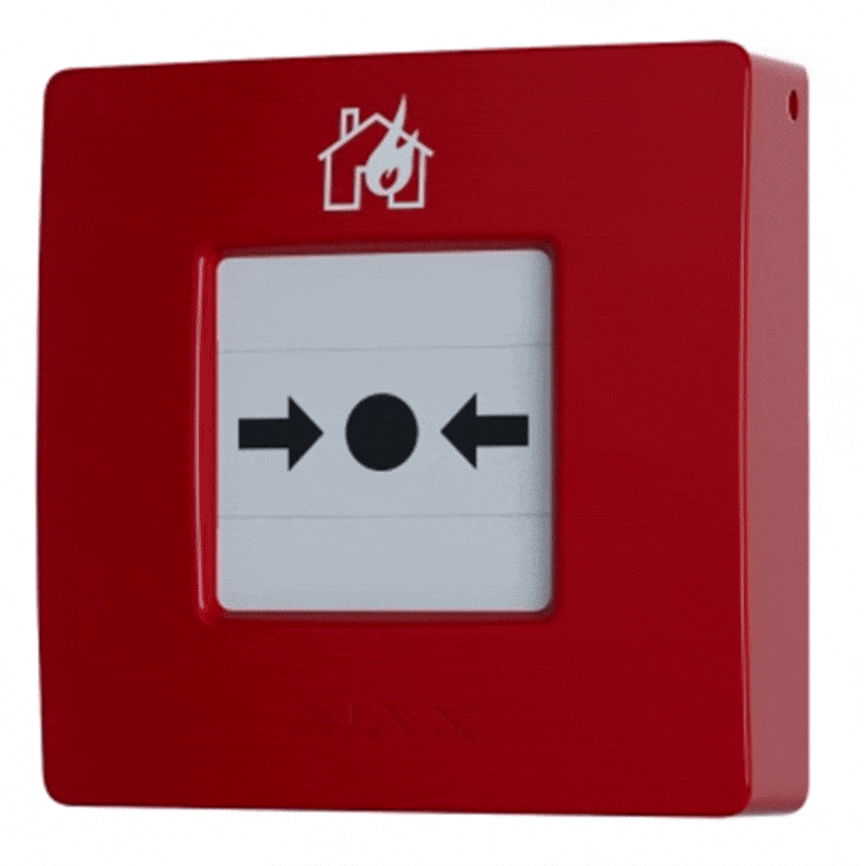 AJAX - MANUAL CALL POINT (RED) Ασύρματο μπουτόν επίτοιχης τοποθέτησης για χειροκίνητη αναγγελία συναγερμού φωτιάς, σε κόκκινο χρώμα.
