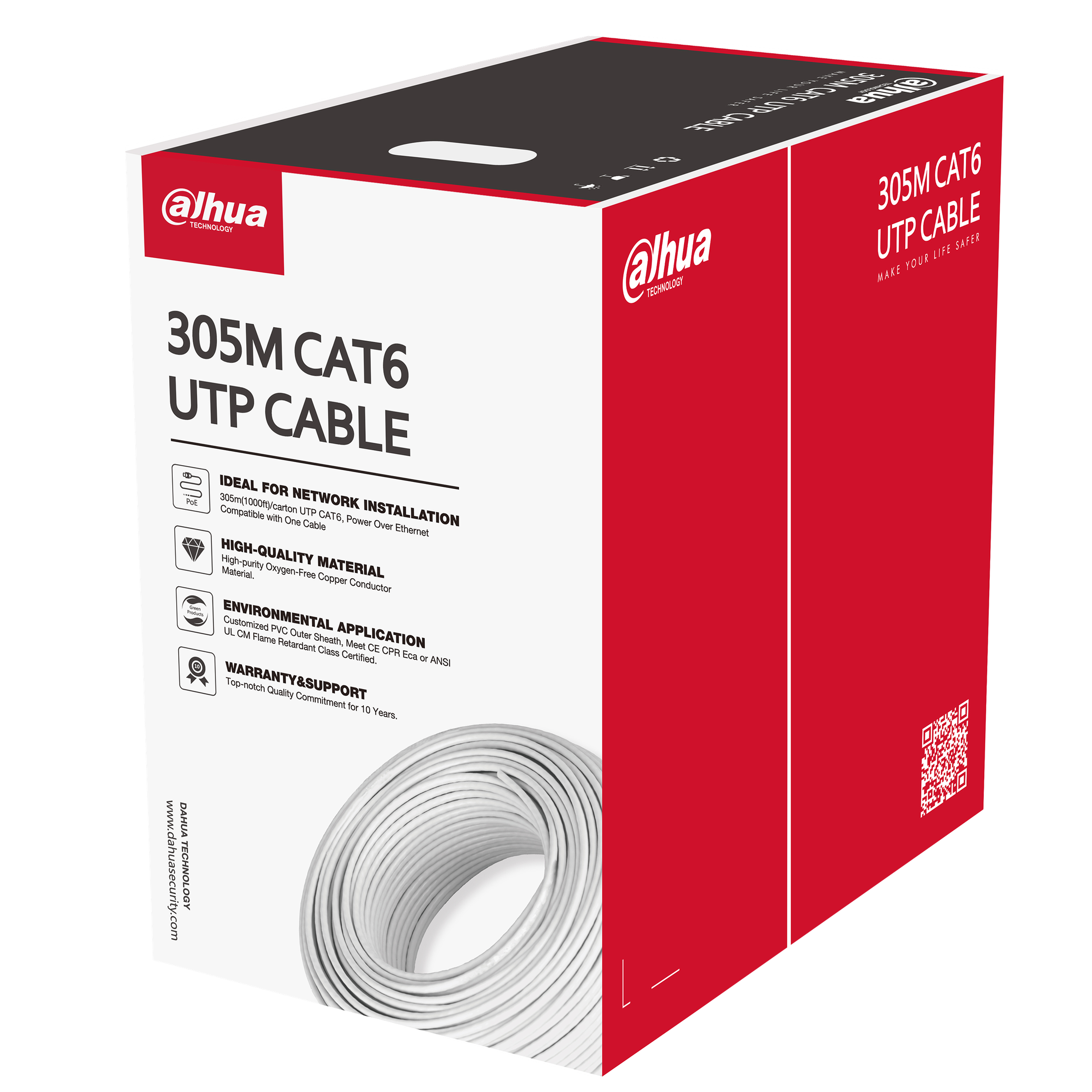DAHUA - PFM920I-6UN-C Καλώδιο UTP Cat6 , 305 μέτρων, λευκού χρώματος.