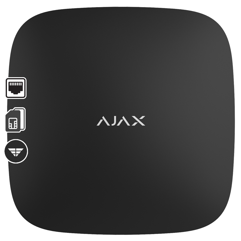 AJAX - HUB 2 BLACK Ασύρματη κεντρική μονάδα με GSM/GPRS (Dual Micro SIM 2G) και Ethernet , σε μαύρο χρώμα.