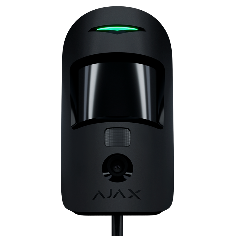 AJAX - MOTION CAM FIBRA BLACK Ενσύρματος ανιχνευτής FIBRA, PIR & Pet Friendly (20kg), με ενσωματωμένη κάμερα για οπτική επιβεβαίωση συναγερμού, σε μαύρο χρώμα.