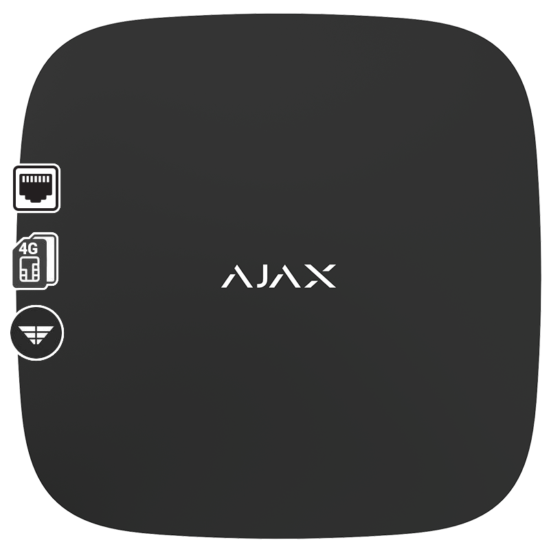 AJAX - HUB 2 (4G) BLACK Ασύρματη κεντρική μονάδα με διασύνδεση GSM/GPRS (Dual Micro SIM 2G/3G/LTE) και Ethernet.