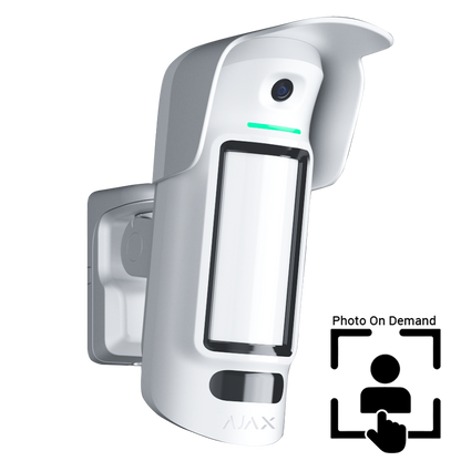 AJAX - MOTION CAM OUTDOOR HIGHMOUNT (PhOD) Ασύρματος ανιχνευτής κίνησης εξωτερικού χώρου PIR & Antimasking με ενσωματωμένη κάμερα για οπτική επιβεβαίωση συναγερμού και φωτογραφίες κατ' επιλογή, Photo on Demand (PhOD). Ύψος τοποθέτησης 2 έως 4 μέτρα.