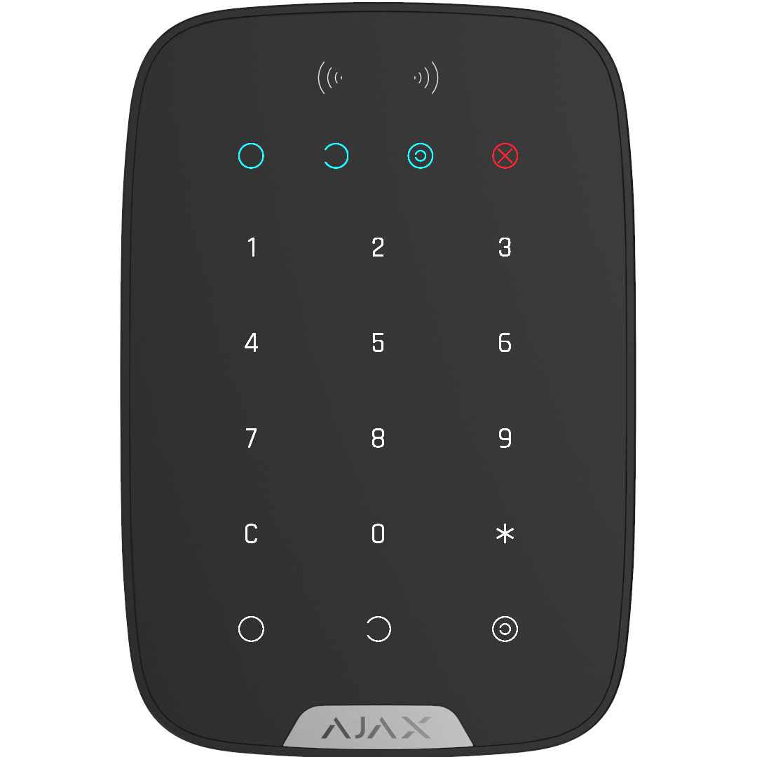 AJAX - KEYPAD PLUS BLACK Ασύρματο πληκτρολόγιο αφής με ενσωματωμένο Proximity Reader, σε μαύρο χρώμα.