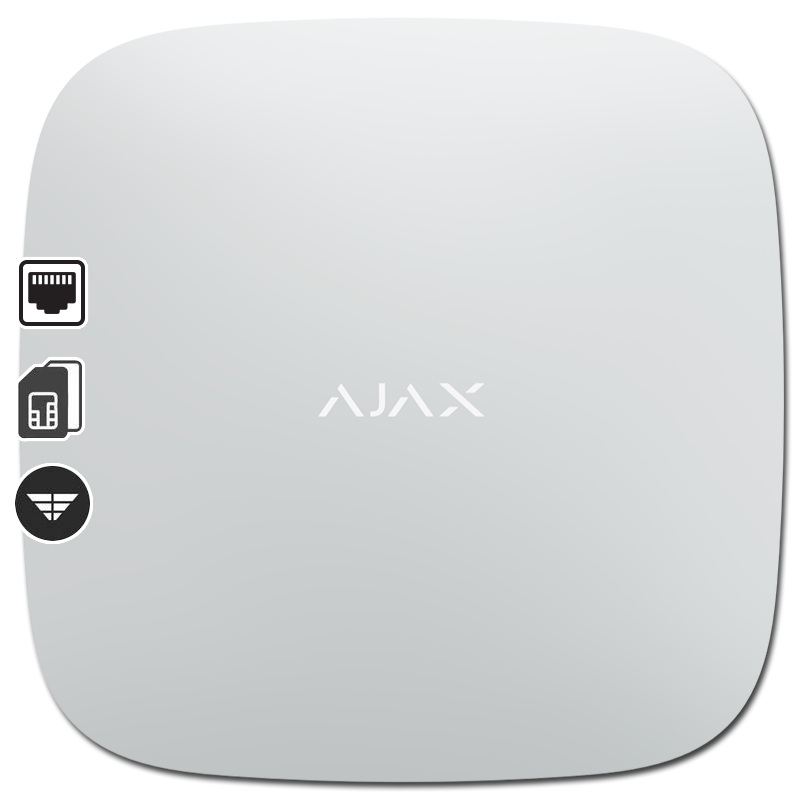 AJAX - HUB 2 WHITE Ασύρματη κεντρική μονάδα με GSM/GPRS (Dual Micro SIM 2G) και Ethernet , σε λευκό χρώμα.