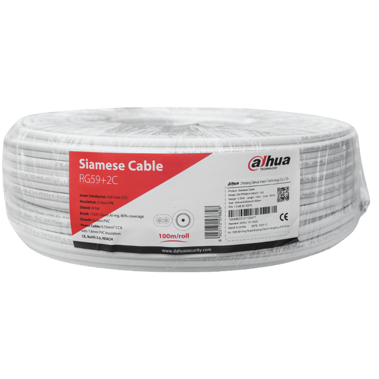 DAHUA - PFM941I-RG59N/21-100 Καλώδιο CCTV ομοαξονικό RG59 και 2 αγωγούς τροφοδοσίας. Κουλούρα 100 μέτρων.