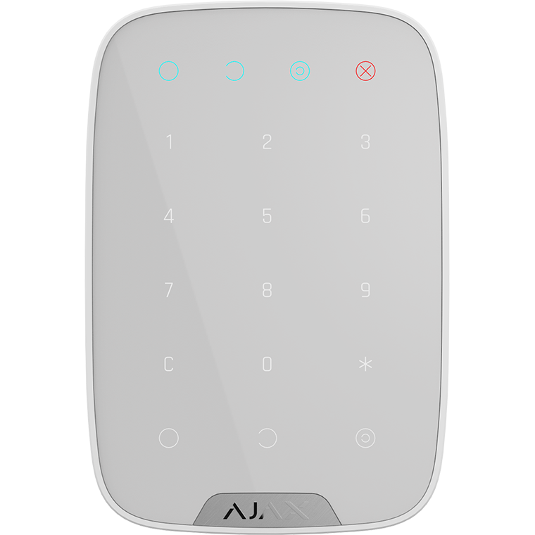AJAX - KEYPAD WHITE Ασύρματο πληκτρολόγιο αφής, σε λευκό χρώμα.