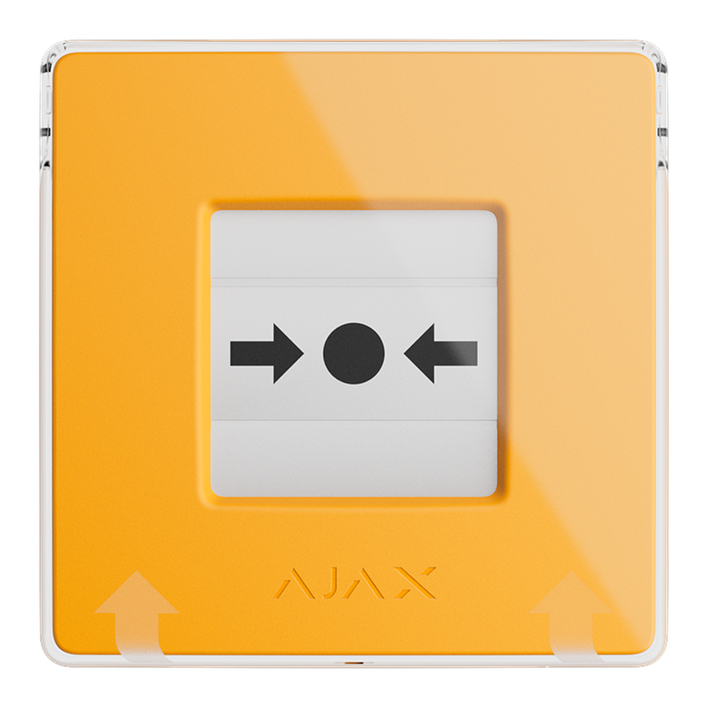 AJAX - MANUAL CALL POINT (YELLOW) Ασύρματο μπουτόν επίτοιχης τοποθέτησης για χειροκίνητη αναγγελία συναγερμού και χρήση σεναρίων αυτοματισμού, σε κίτρινο χρώμα.