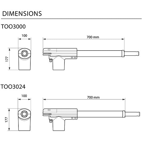 Nice TOO4524 (Basic Διπλό Kit) - Σετ μηχανισμών 24V για ανοιγόμενες αυλόπορτες έως 3m και 250kg
