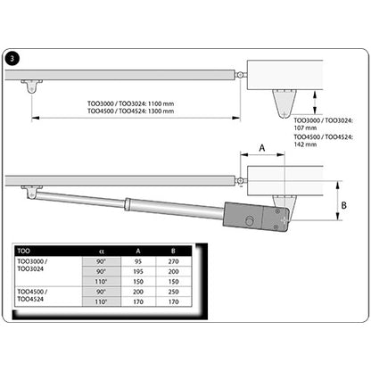 Nice TOO3024 (Basic Διπλό Kit) - Σετ μηχανισμών 24V για ανοιγόμενες αυλόπορτες με μήκος κάθε φύλλου έως 2m και 300kg