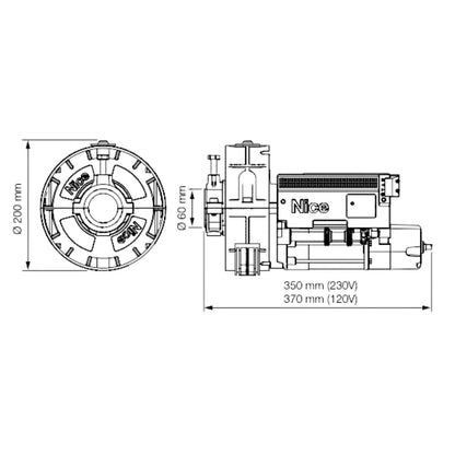 Nice RONDO RN2040 (Basic kit) - Κεντρικό μοτέρ ρολού 180Nm Φ60 με φρένο